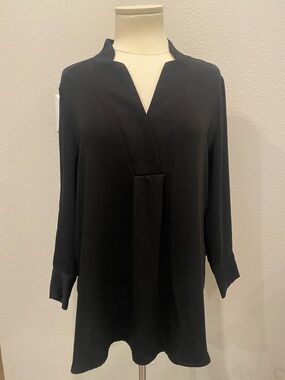 Chico's Black V-Neck Long Sleeve Tunic Blouse Large